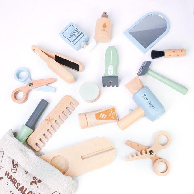 TXWJ Holz Friseur Make-up Werkzeug Set, Rollenspiel, ab 3 Jahre - Bild 1