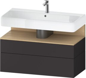 Duravit Waschtischunterschrank Qatego in Grau, Wandmontage mit integrierter LED-Beleuchtung und internen Schubladen, B/T/H: 99 x 47 x 59 cm - Bild 1