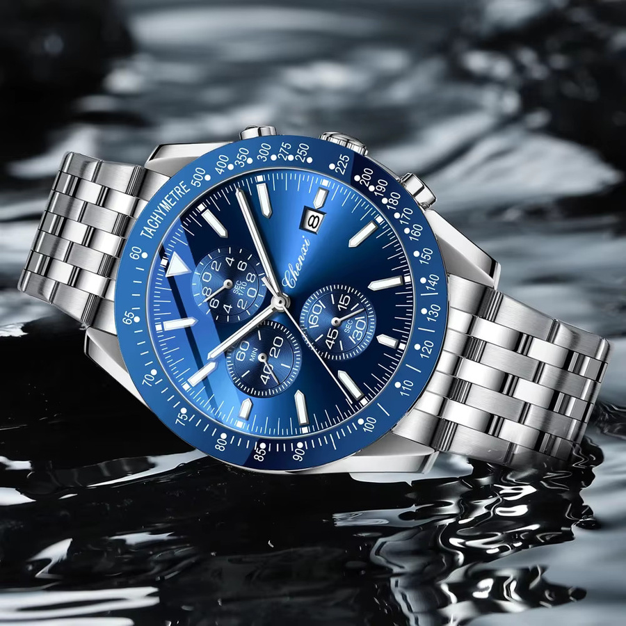 CHENXI Armbanduhr Quarz, Edelstahl, Schwarz, Herren - Bild 2