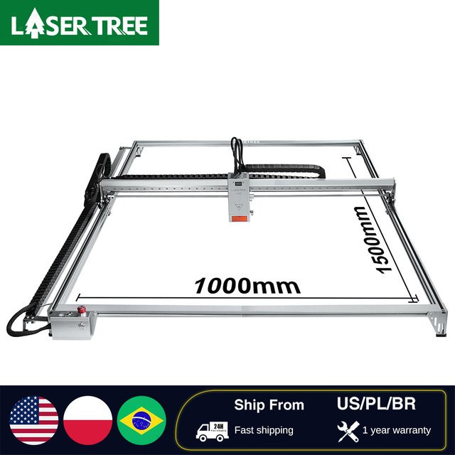 LASER TREE Lasergravurmaschine mit 60 W Lasermodul und Air Assist in Silber, Arbeitsbereich: 1000 x 1500 mm - Bild 1