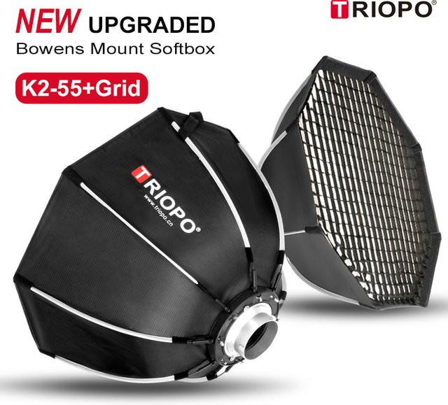 Triopo Tragbare Bowens Mount Softbox Achteck mit Regenschirm-System und Tasche für Fotostudio und Outdoor-Fotografie, Durchmesser: 55 cm - Bild 1