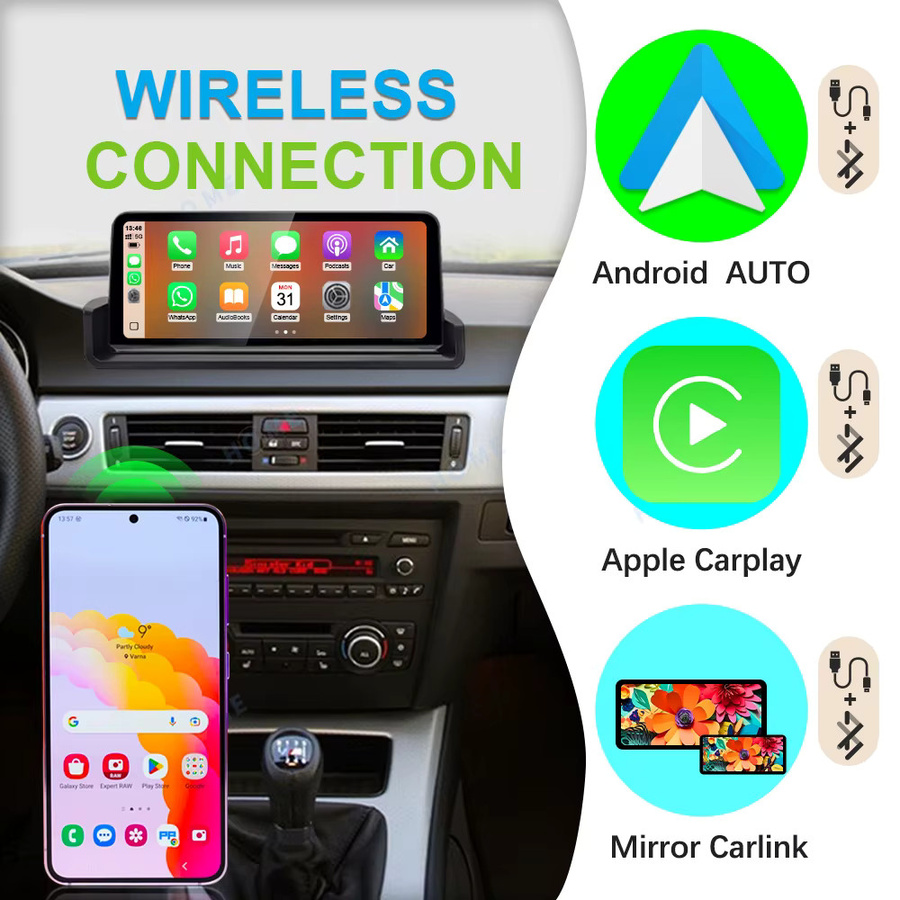 HIOUME Android 15 Auto-Multimedia-Radioplayer mit 10,25 Zoll Touchscreen für BMW 3er Serie E90 E91 E92 E93 M3 2005-2012, Wireless CarPlay und Android Auto, Qualcomm Snapdragon, Schwarz - Bild 3