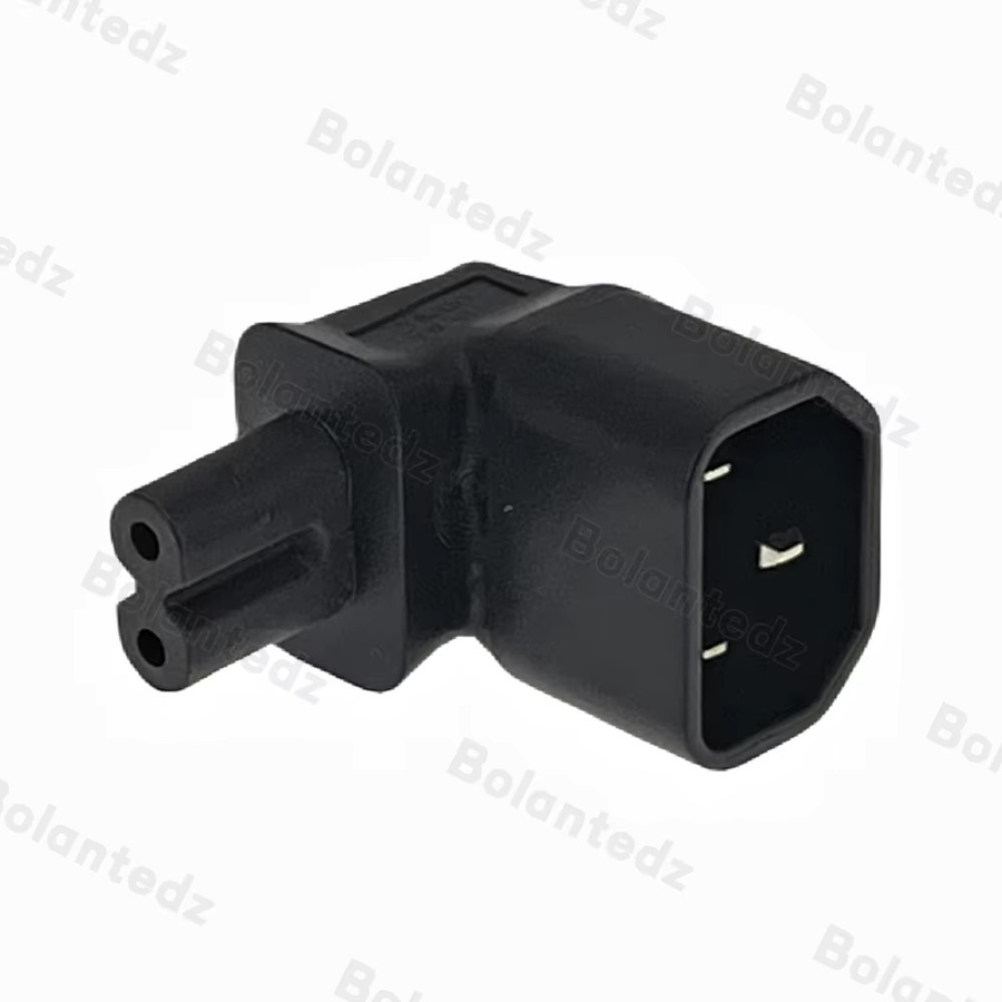 Bolantedz IEC C14 auf IEC C7 AC-Netzstecker-Adapter-Set, 90 Grad Winkel, Schwarz - Bild 2