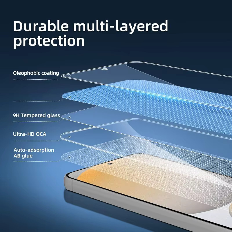 3 Stück HKSN Displayschutzfolien aus gehärtetem Glas für Samsung Galaxy S23 S24 FE A52 A53 A54 A55 A56 A16 A15 A14 A13 A26 A25 A24 A23 A36 A35 A34 A33 in Transparent - Bild 3