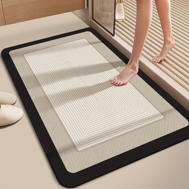 VIKAMA Badezimmerteppich aus Kieselgur, wasserabsorbierend und rutschfest, beige, B/T: 60 x 40 cm - Bild 1