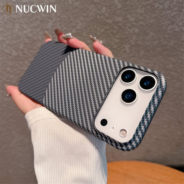 NUCWIN Ultraflache Carbonfaser-Hartschalenhülle für iPhone Air 17 Pro Max 16 15 14 Plus 13 12 Pro 11 Vollrahmen-Stoßfängerhülle - Bild 1