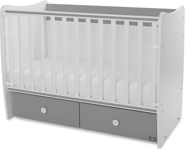 Lorelli Babybett MATRIX NEW Kinderbett mit 2 Ebenen und 2 Schubladen, grau, B/T: 120 x 60 cm - Bild 1