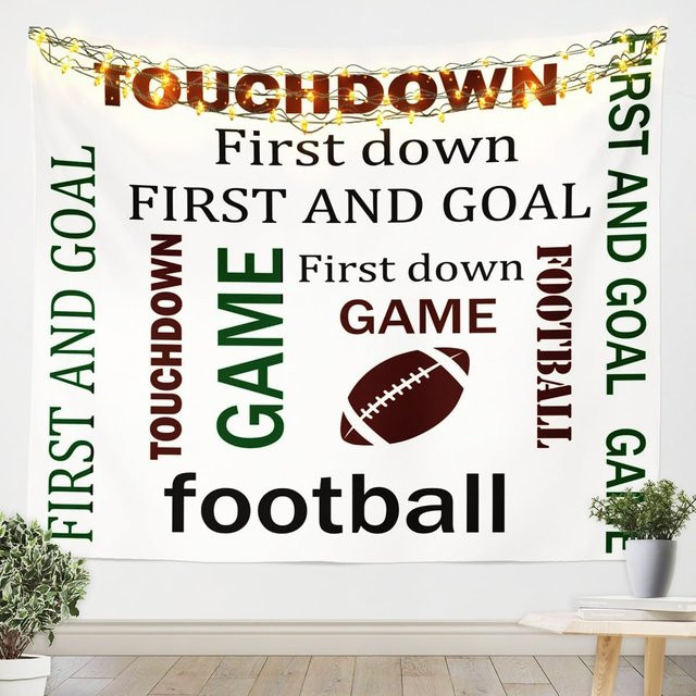 Amerikanischer Football Wandteppich JMG Household Supplies Weiß Schwarz B: 70 cm, H: 100 cm - Bild 1