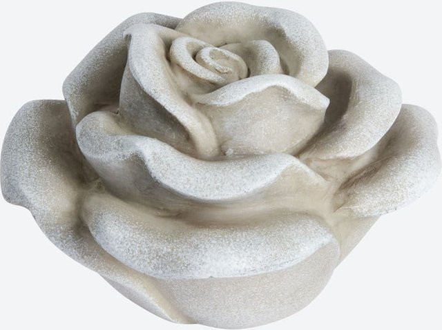 NKD Grabschmuck-Rose aus Polyresin in Grau und Weiß, B/T/H: 6 x 9,5 x 9,5 cm - Bild 1
