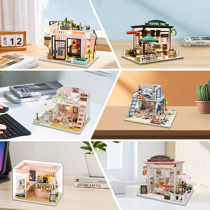 Battoom Puppenhaus Holz Montage Gebäude Modell mit Möbeln - Bild 3