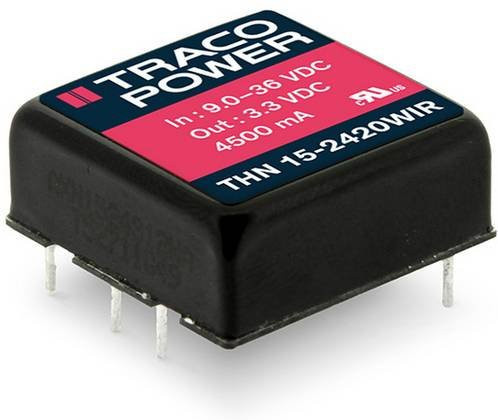 TracoPower THN 15-4825WIR DC/DC-Wandler Print 48 V/DC auf 24 V/DC und -24 V/DC 315mA 15W Schwarz - Bild 1