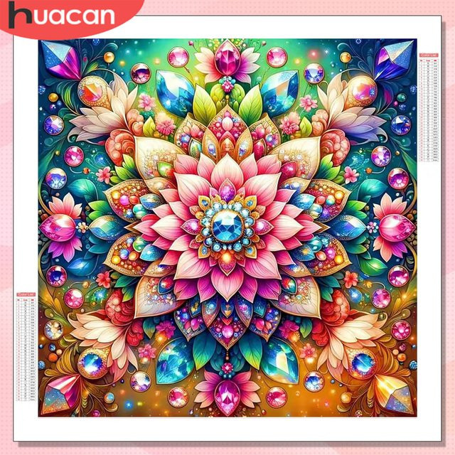 HUACAN 5D DIY Diamant Mosaik Set Mandala Blume in Multicolour, B/H: 20 x 20 cm - Bild 1