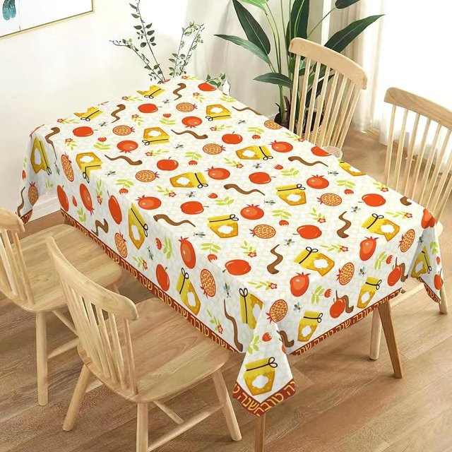 Shana Tova Tischdecke für Rosch Haschana und das jüdische Neujahr von JMG Household Supplies, Mehrfarbig, B/T: 180 x 140 cm - Bild 1