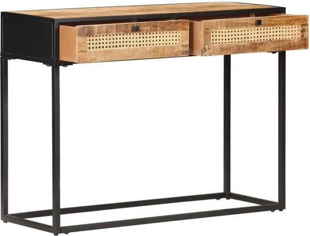 vidaXL Konsolentisch aus Mangoholz und Rohrgeflecht in Braun, B/T/H: 100 x 35 x 75 cm - Bild 1