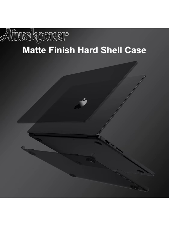 Aiwskcover Matte Schutzhülle für MacBook Pro 14 Zoll (Modelle 2021-2026), Transparent oder Schwarz - Bild 1
