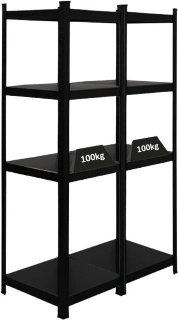PROREGAL Ragnar All Black Series Schwerlastregal Set aus 2 Stück, Matt Schwarz, H x B x T: 150 x 45 x 45 cm - Bild 1