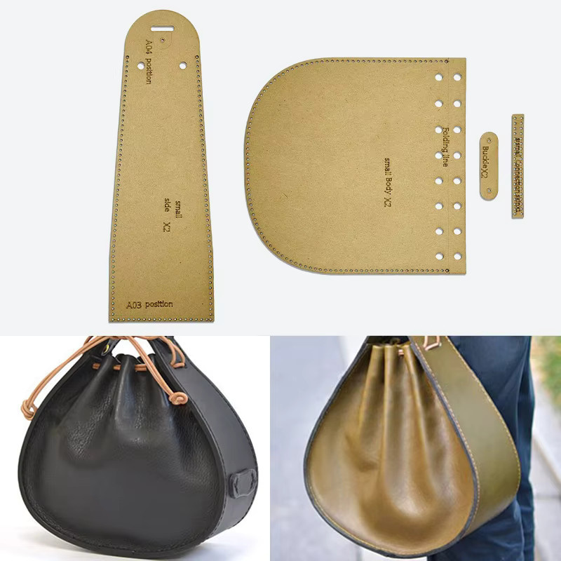 YOMDID 4-teiliges Set Handgefertigte Leder-Handtaschen-Schablonen in Beige für DIY Einzel-Schultertaschen und Crossbody-Taschen als Nähmuster-Vorlage - Bild 2