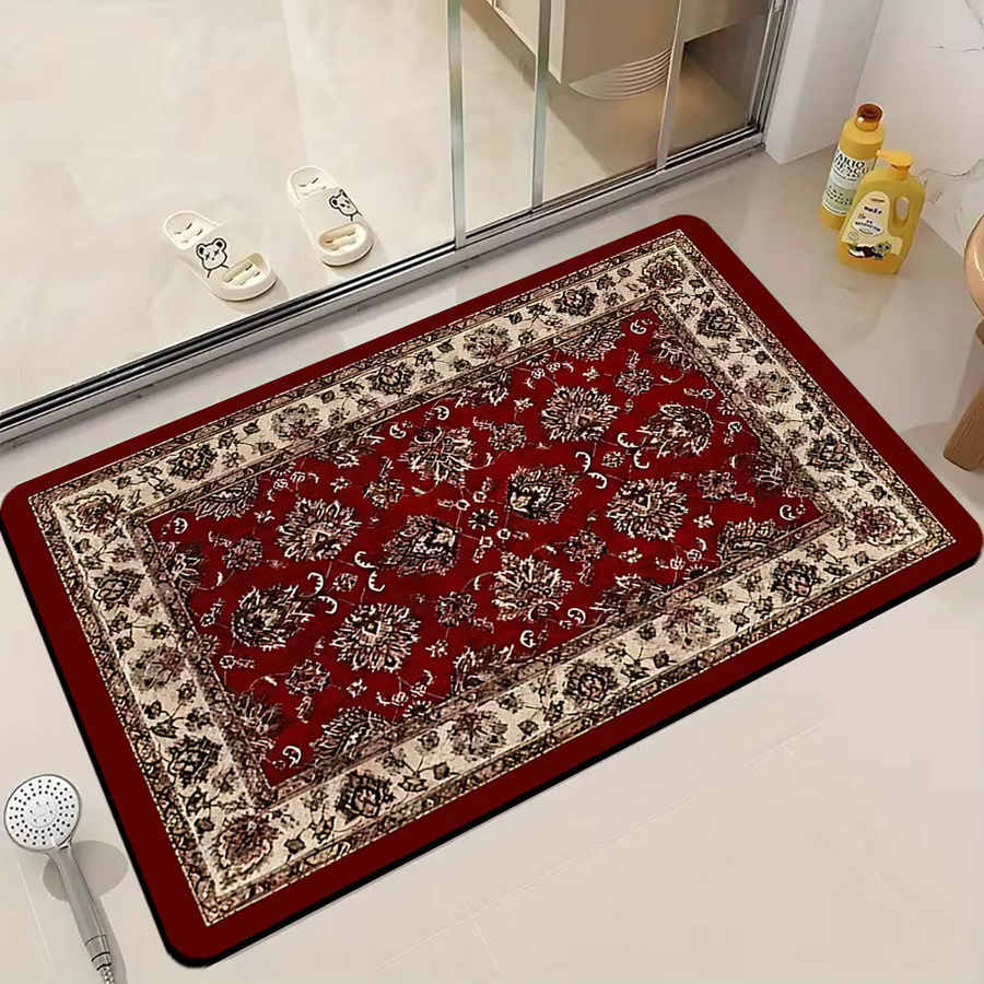 VIKAMA Willkommensmatte im Boho-Stil mit floralem Design, rot, B/T: 60 x 40 cm - Bild 2