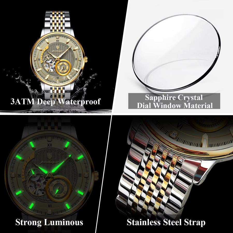 POEDAGAR Armbanduhr, Automatik, Edelstahl, Silber, Herren - Bild 4