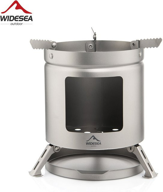 Wideea Camping-Holzofen aus Titan und Edelstahl in Silber für Outdoor, Trekking und Wandern - Bild 1