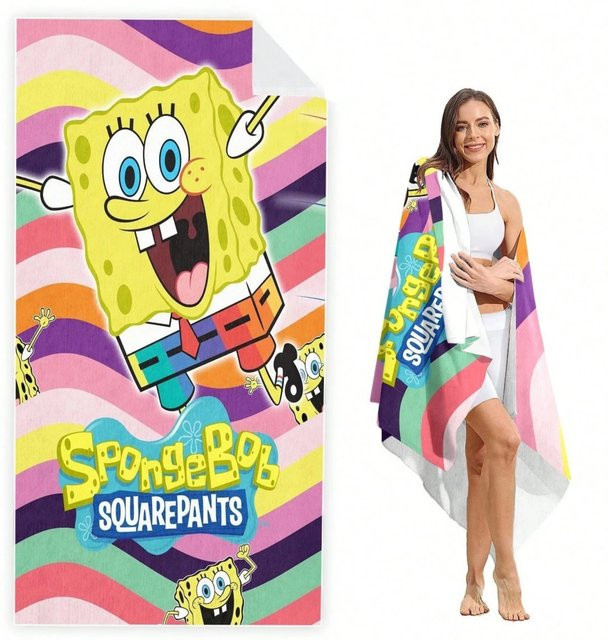 Potdemiel SpongeBob Strandtuch in Multicolour, hochabsorbierendes Badetuch für Schwimmen, Yoga und Fitness - Bild 1