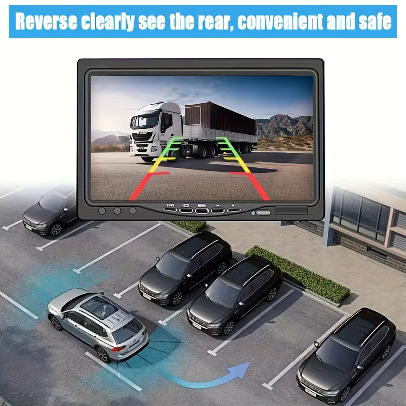QueenDer HD-TFT-Farbmonitor mit 17,78 cm Display und 8 LED-Rückfahrkamera in Schwarz mit 10,0 m RCA-Videokabel - Bild 5