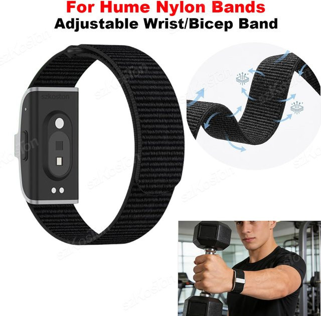 Konouyouko Ersatz-Sport-Nylonband für Hume-Armband, weiches und atmungsaktives Handgelenk- und Bizepsband in Schwarz - Bild 1