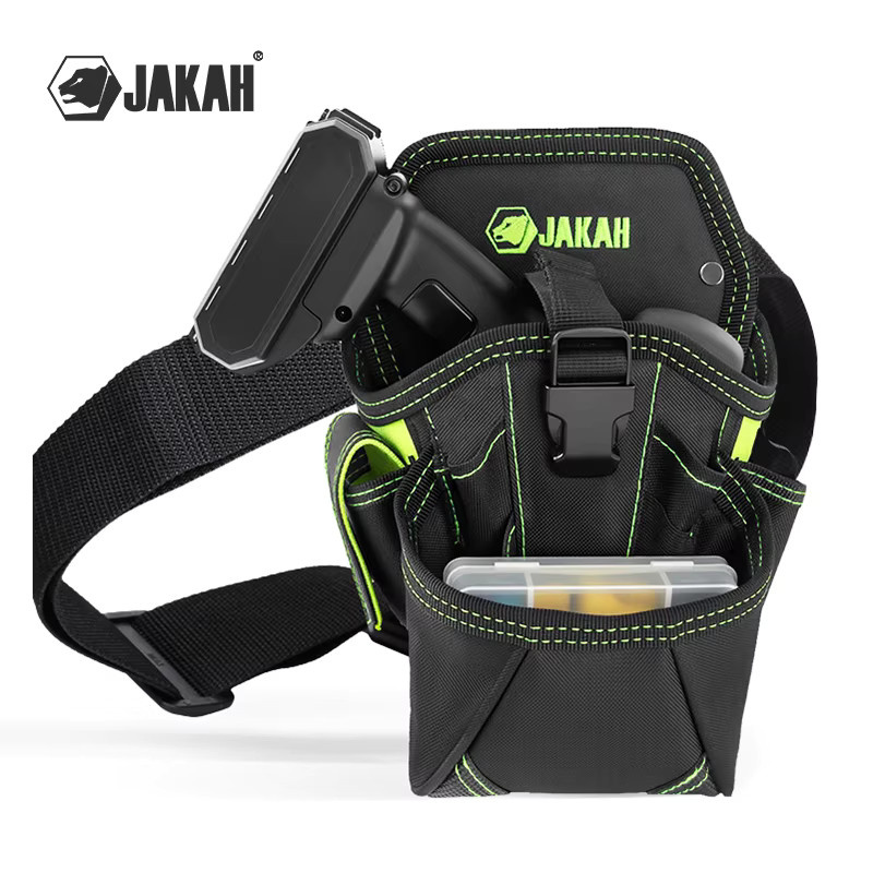 JAKAH Elektriker-Werkzeugtasche HL060 mit großem Fach und Bohrerholster, Schwarz - Bild 3