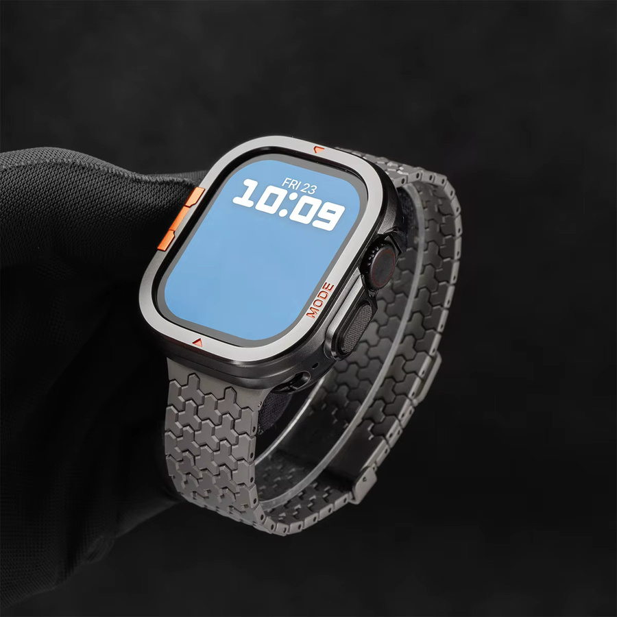 CAOWTAN Uhrenzubehör, Hülle und Armband für Apple Watch, Edelstahl, PC-Material - Bild 3
