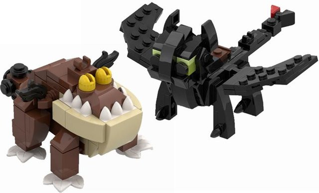 Yiran toy MOC Kreative Süße Tiere Zug Drache Wütende Gronckleeds, Bausteine, ab 6 Jahren - Bild 1
