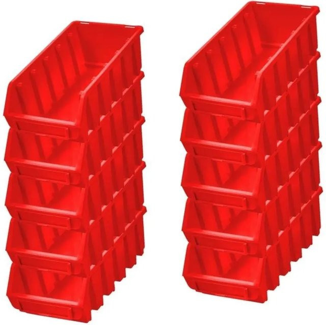 PROREGAL Sichtlagerbox Set 10 Stück, Rot, H x B x T: 7,5 x 11,6 x 21,2 cm - Bild 1