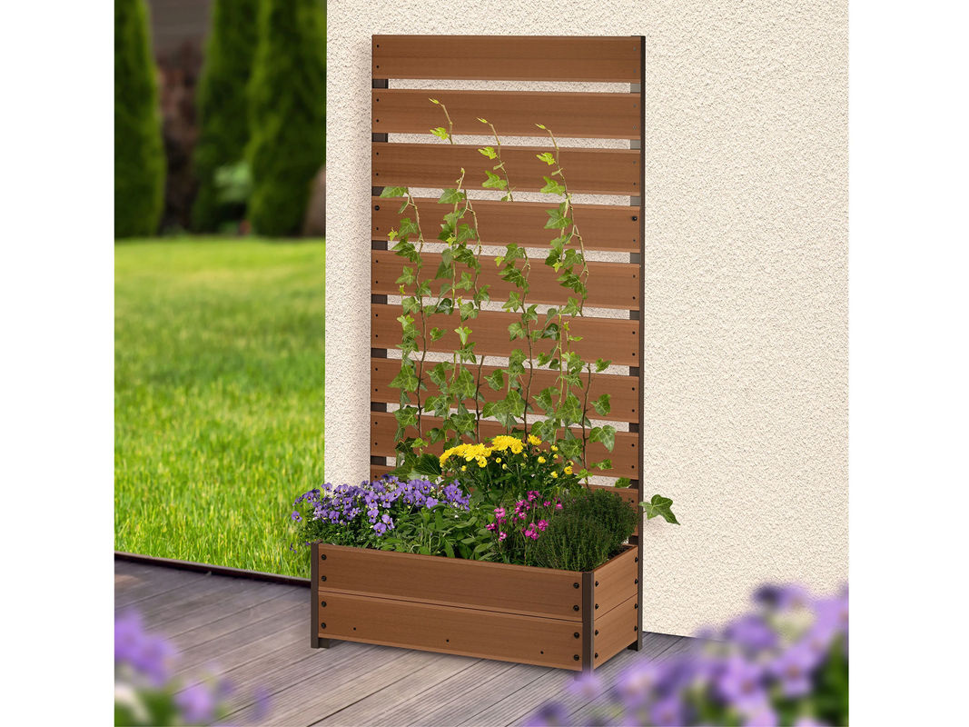 Dobar Pflanzkasten mit Rankgitter aus WPC in Teak, B/T/H: 72 x 33 x 150 cm - Bild 2