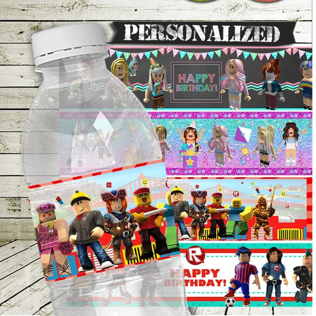 6 Stück Roblox Wasserflaschenetiketten als wasserfeste selbstklebende Aufkleber für deine Geburtstagsdekoration, Mehrfarbig - Bild 1