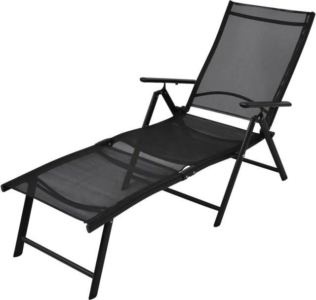 Furnicato Sonnenliege klappbar aus Aluminium und Textilene in Schwarz, B/T/H: 178 x 63,5 x 96 cm - Bild 1