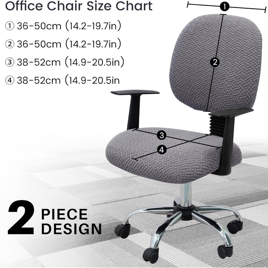 Waschbare Jacquard Bürostuhl Hussen für Schreibtischstühle und Drehstühle, Grau, Dehnbar und Abnehmbar - Bild 4