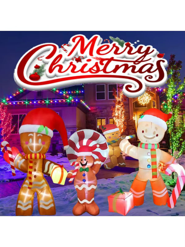 Aufblasbare Lebkuchenmann Weihnachtsdekoration mit integrierten LEDs in Mehrfarbig für Outdoor und Neujahr - Bild 6