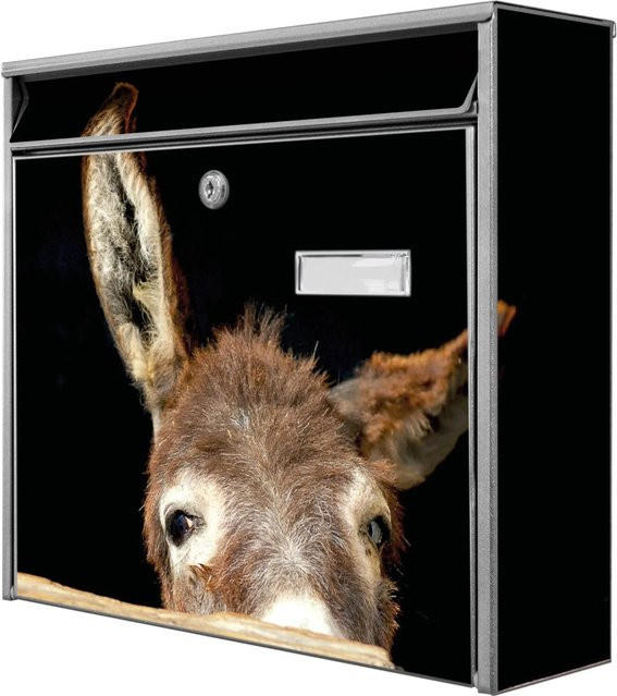 Banjado Briefkasten Silber mit Esel Motiv, Wandmontage, B/H/T: 36,2 x 32,2 x 10 cm - Bild 1