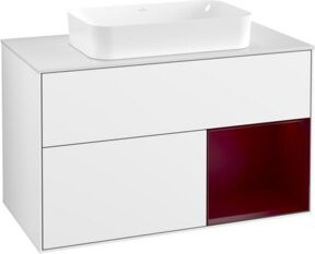 V&B Waschtischunterschrank Finion mit Wandbeleuchtung in Weiß, Breite: 100 cm, Tiefe: 60,3 cm - Bild 1