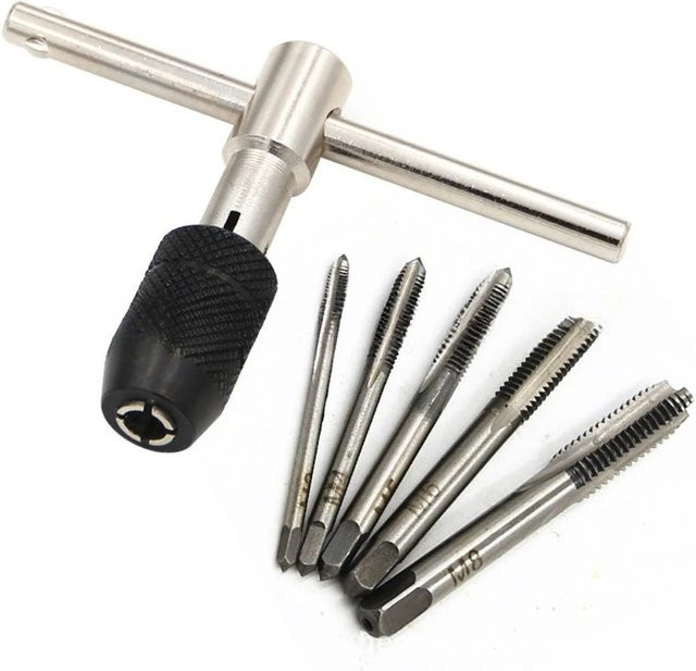 Handgewindeisen Werkzeugset T-Typ für M3 bis M8 in Silber mit 3 mm bis 6 mm Gewindeschneidwerkzeug-Set - Bild 1