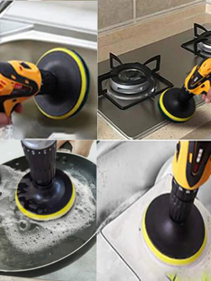 VIBRATITE 8er Set Elektrische Scheuerpads 4 Zoll für Fugenmörtel und Fliesen zur Reinigung von Badewannen und Ecken - Bild 7