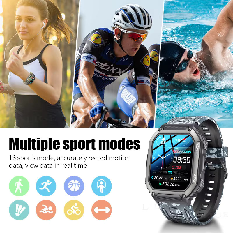 LIGE Smartwatch, Schwarz, Silikon, Herren - Bild 4