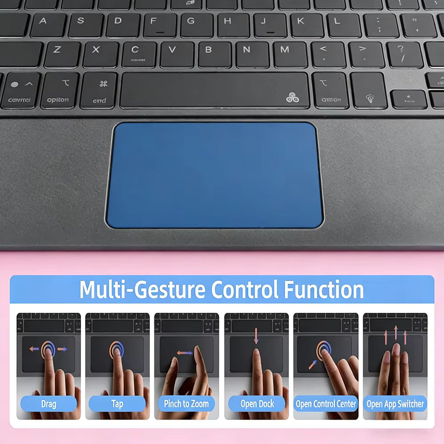 READYYEAH Magic Keyboard Hülle für iPad Pro 11 und 12,9 Zoll, iPad Air 4 und 5. Generation sowie iPad 10. Generation, Magnetisches Smart Cover mit Hintergrundbeleuchtung, Schwarz - Bild 4