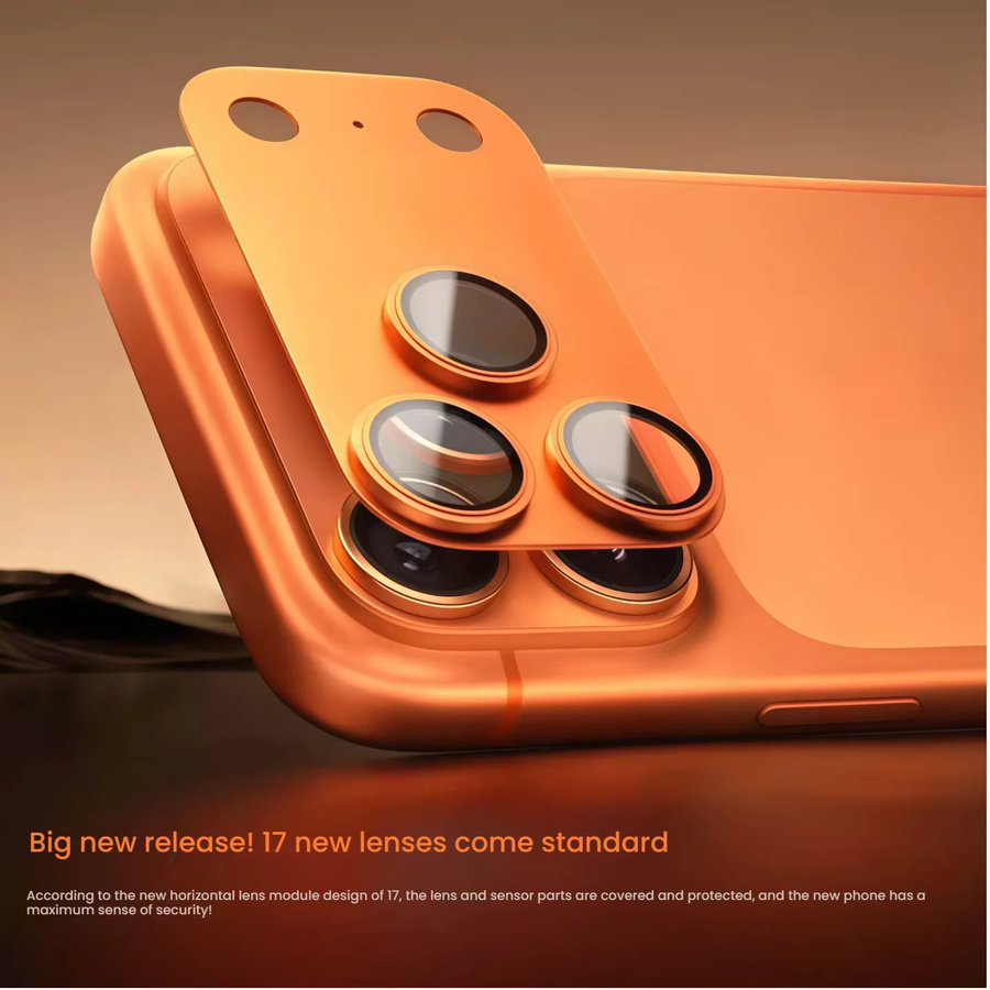 9H AR Armor Kamera-Objektivschutz für iPhone 17 Pro/Pro Max mit Aluminium-Metallring und gehärtetem Glas in Orange - Bild 5