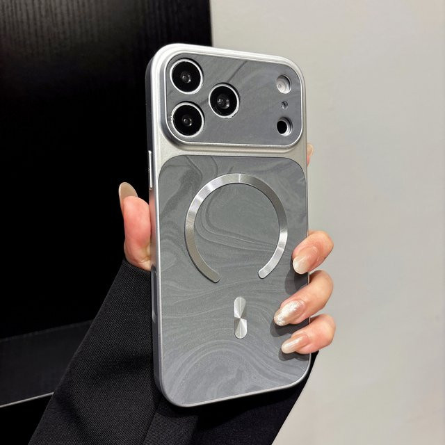 RPKKS Handyhülle mit Wellentextur und MagSafe-Kompatibilität für iPhone, Stoßfeste Samt-Matte Rückabdeckung in Grün oder Grau - Bild 1