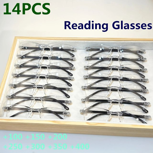 DIXSG Lesebrille, randlos, rechteckig, transparent, Unisex - Bild 1