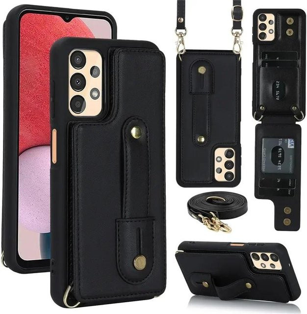 Leder Lanyard Handyhülle mit Geldbörse für Samsung Galaxy S26 S25 S24 S23 S22 sowie A17 A56 A36 A26 A16 A55 A15 A54 A13 in verschiedenen Farben - Bild 1