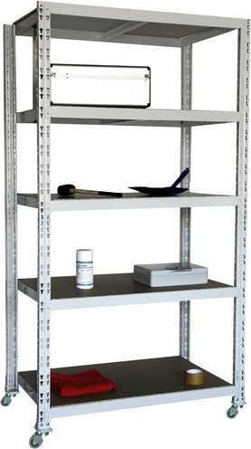 SZAGATO Rollregal aus Stahl mit 5 Böden in Grau, B/H/T: 100 x 188 x 60 cm - Bild 1