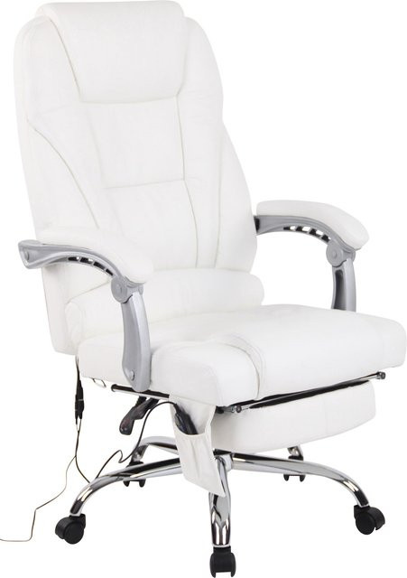 TPFLiving Bürostuhl Pacira in Weiß aus Echtleder mit Massagefunktion und Armlehnen, B/T/H: 64 x 55 x 123 cm - Bild 1