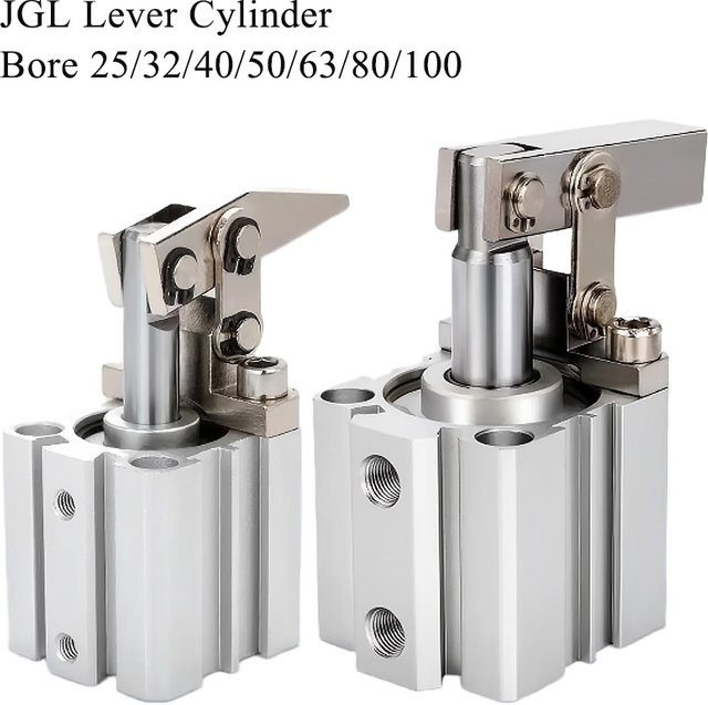 JGL Hebelzylinder Pneumatikzylinder mit Abwärtsdruck und Klemm-Kipphebel-Vorrichtung in Silber - Bild 1