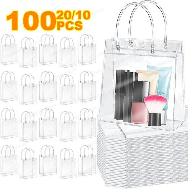 Transparente PVC-Geschenktaschen mit Tragegriff als durchsichtige Plastiktasche für Geschenke oder Kosmetik - Bild 1